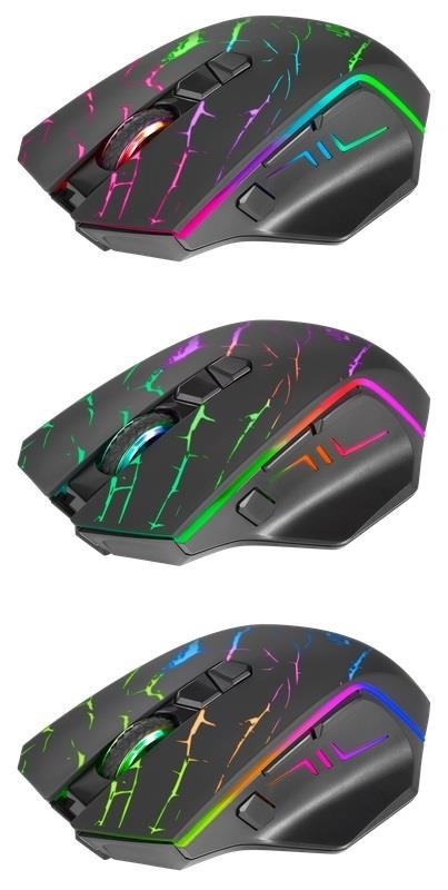 Mysz bezprzewodowa Defender URAN GM-503 optyczna 3200dpi czarna RGB AKUMULATOR 8 przycisków Gaming
