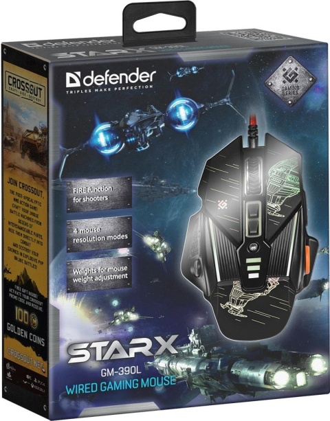 Mysz przewodowa Defender STARX GM-390L 3200dpi Gaming 8P + GRA