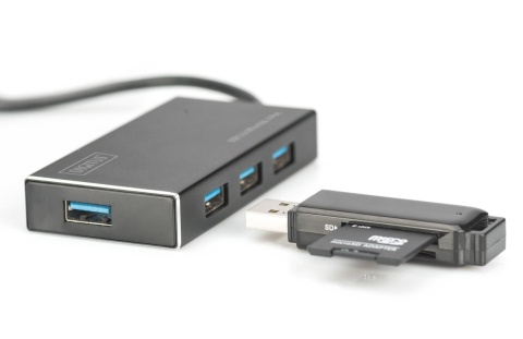 Hub/Koncentrator DIGITUS 4-portowy USB 3.0 SuperSpeed, aktywny, aluminium