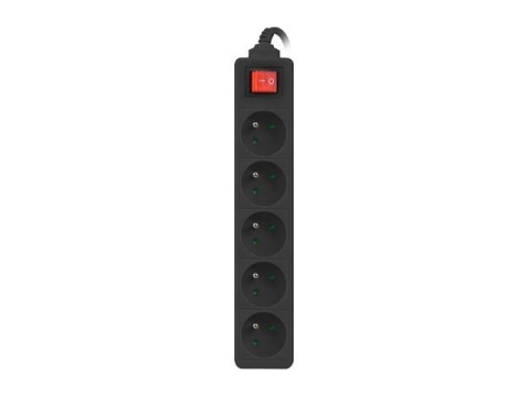 Listwa przedłużacz Lanberg 3m czarna 5x 230V PL, z wyłącznikiem, kabel wykonany z pełnej miedzi