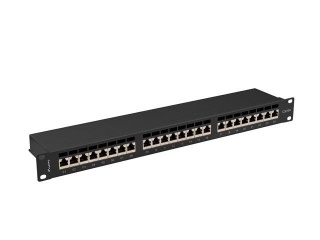 Patch panel Lanberg 24 port 1U kat.6A ekranowany czarny