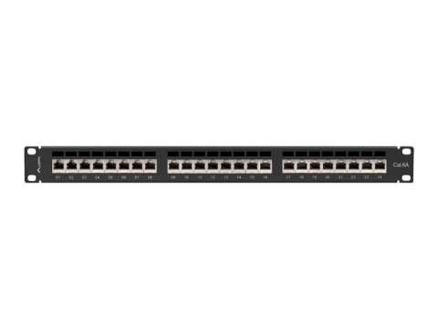 Patch panel Lanberg 24 port 1U kat.6A ekranowany czarny