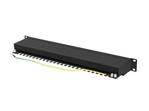 Patch panel Lanberg 24 port 1U kat.6A ekranowany czarny