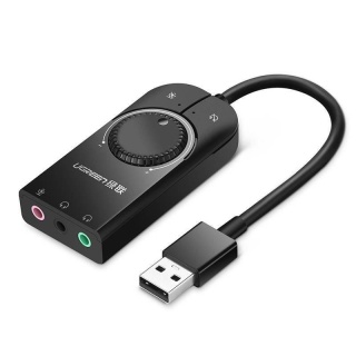Karta dźwiękowa zewnętrzna Ugreen CM129 USB z regulacją 15cm - czarna