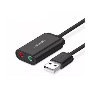 Karta dźwiękowa zewnętrzna Ugreen US205 USB 15cm - czarna