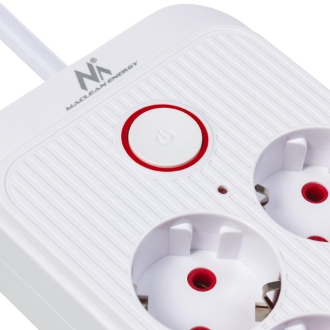 Listwa zasilająca Maclean MCE389 W, przedłużacz 6 gniazd + 4xUSB + USB-C, 110-240V AC 50/60Hz, 2.1A max 2500W, 1,5 m, biała