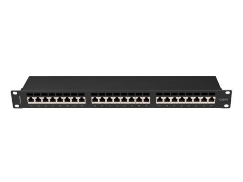 Patch panel Lanberg 24 port 1U kat.6A ekranowany czarny