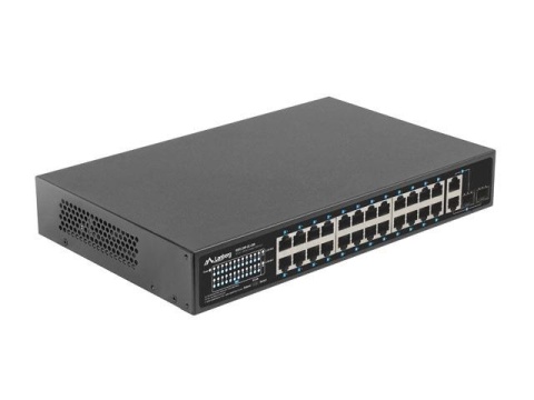 Switch niezarządzalny Lanberg 24x 100Mb PoE+/2x Combo Rack 19" Gigabit Ethernet 250W