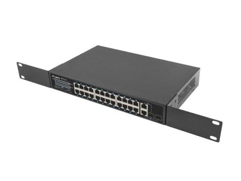 Switch niezarządzalny Lanberg 24x 100Mb PoE+/2x Combo Rack 19" Gigabit Ethernet 250W