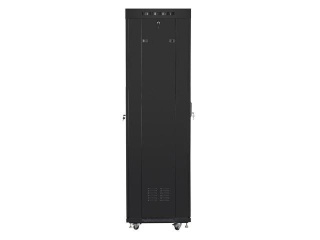 Szafa instalacyjna Rack stojąca 19" 42U 600x600 LCD Drzwi Perforowane czarna Lanberg (flat pack) V2