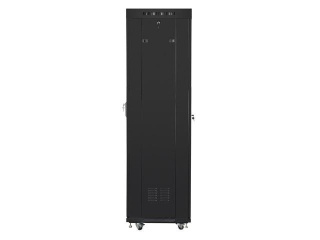 Szafa instalacyjna Rack stojąca 19" 42U 600x600 czarna drzwi szklane LCD Lanberg (flat pack)