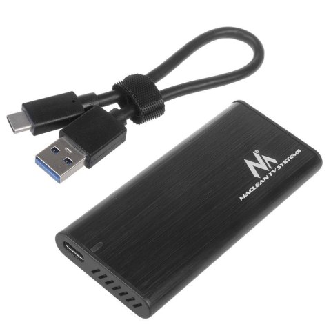 Obudowa dysku Maclean MCE443, SSD M.2, NVMe (PCIe), NGFF (SATA), USB 3.1, rozmiary 2230/2240/2260/2280, aluminiowa obudowa