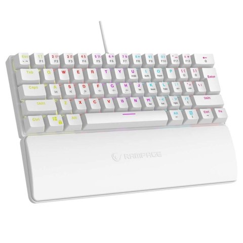 Klawiatura przewodowa Rampage PLOWERK60 gamingowa mechaniczna Blue Switch Rainbow LED biała