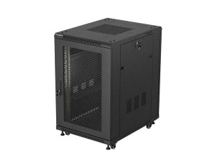 Szafa instalacyjna Rack Lanberg stojąca 19" 18U 600x800 czarna drzwi perforowane (flat pack)