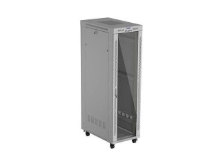 Szafa instalacyjna Rack Lanberg stojąca 19" 42U 600X1000 szara drzwi przeszklone LCD (flat pack)