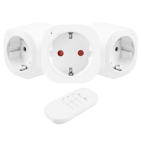 Gniazdka sterowane pilotem GreenBlue GB313 F, 3szt, programowalne, zasięg do 30m, 220-240V AC, 50/60Hz, 16A, 433MHz