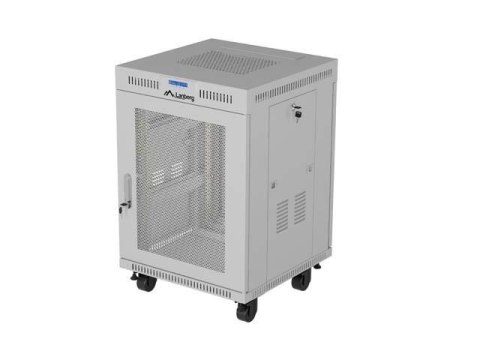 Szafa instalacyjna Rack stojąca 19" 15U 600x800 szara drzwi perforowane LCD Lanberg (flat pack)